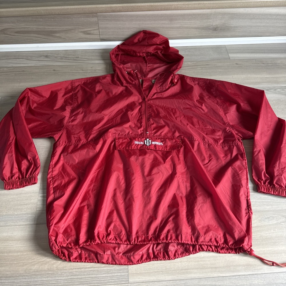 Vintage Vesi Indiana University IU Nylon Anorak Pullover‎ Windbreaker Jacket XL